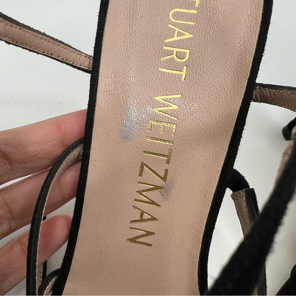 Stuart Weitzman Julina Black Patent Strappy Heels Sandals Size 9.5 - Picture 12 of 13